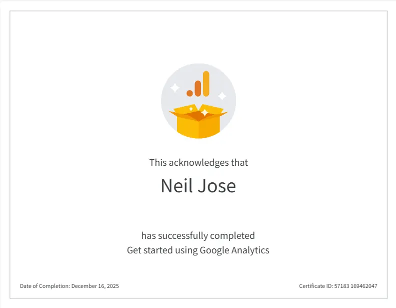 Google Analytics certificate